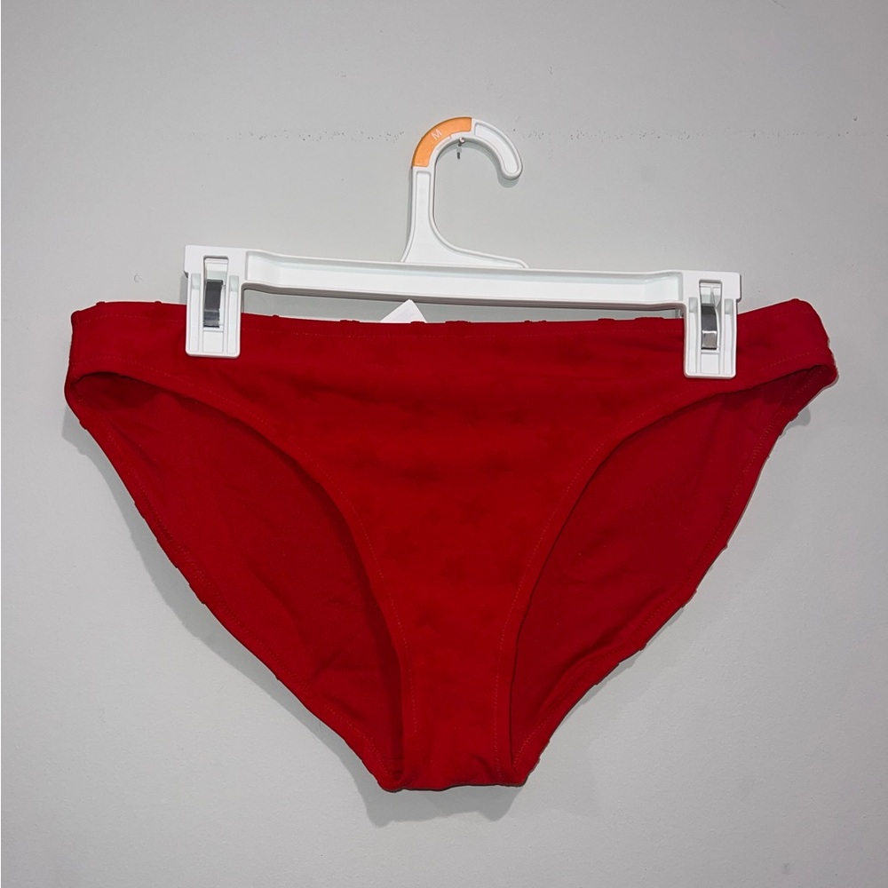Red Old Navy star pattern bathing suit bottom. The starts are velvet texture.